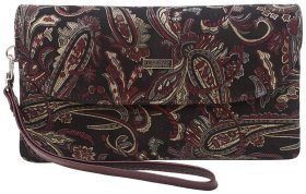 Женский кожаный клатч с необычным цветочным узором Desisan 80049 бордового цвета