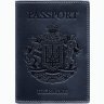 Синя обкладинка для паспорта із вінтажної шкіри з малюнком герба України - BlankNote (50249) - 1