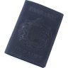 Синя обкладинка для паспорта із вінтажної шкіри з малюнком герба України - BlankNote (50249) - 2