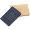 Синя обкладинка для паспорта із вінтажної шкіри з малюнком герба України - BlankNote (50249) - 8