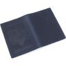 Синя обкладинка для паспорта із вінтажної шкіри з малюнком герба України - BlankNote (50249) - 6
