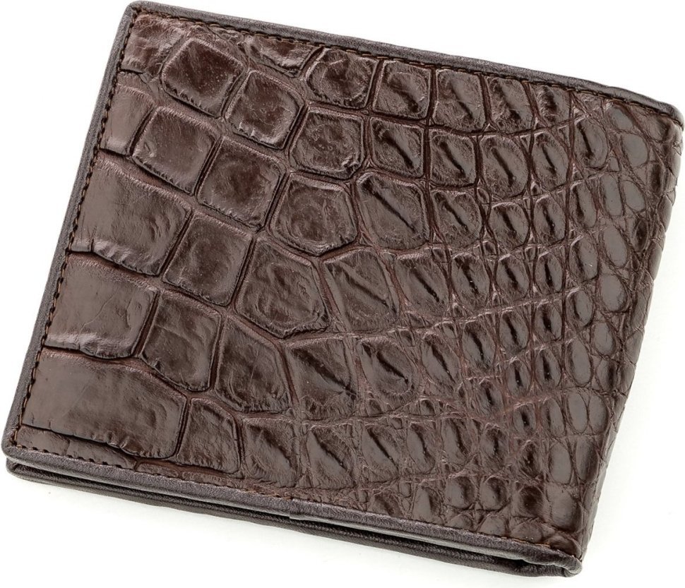 Коричневое мужское портмоне из кожи крокодила CROCODILE LEATHER (024-18577)