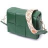 Компактна жіноча сумка натуральної плетеної шкіри зеленого кольору Vintage 2422312 - 1