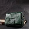 Компактная женская сумка натуральной плетеной кожи зеленого цвета Vintage 2422312 - 7