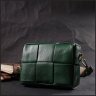 Компактна жіноча сумка натуральної плетеної шкіри зеленого кольору Vintage 2422312 - 8