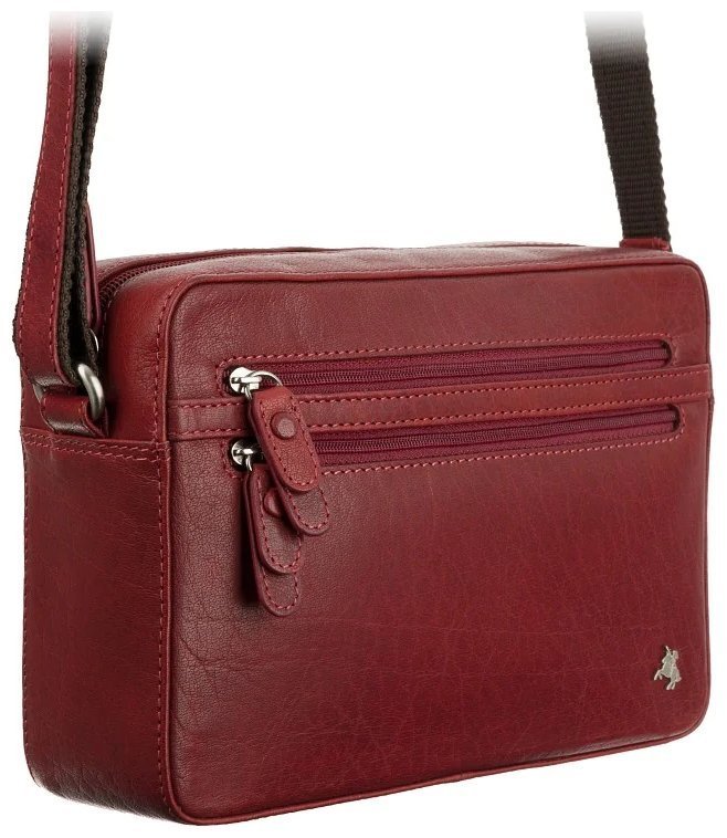 Жіноча горизонтальна сумка-кроссбоді з натуральної шкіри червоного кольору Visconti 70749