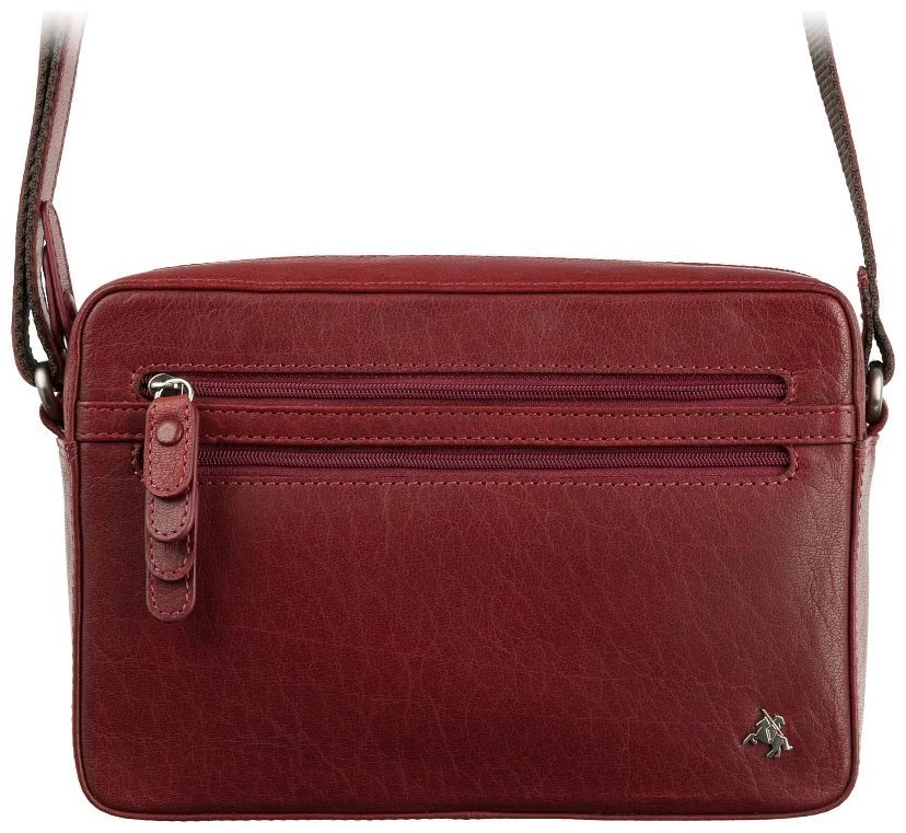 Женская горизонтальная сумка-кроссбоди из натуральной кожи красного цвета Visconti 70749
