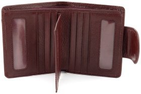 Кожаный женский кошелек небольшого размера 90849 бордового цвета