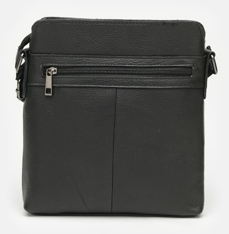 Повсякденна чоловіча сумка-планшет з натуральної шкіри чорного кольору на блискавці Keizer (15635)