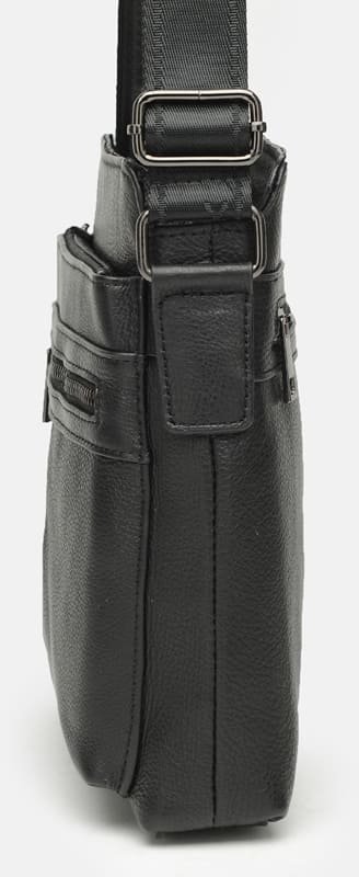 Повседневная мужская сумка-планшет из натуральной кожи черного цвета на молнии Keizer (15635)