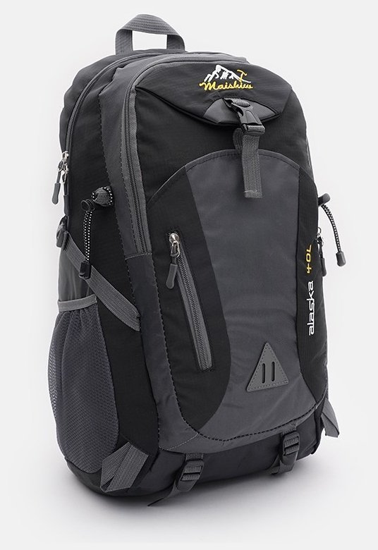 Текстильний рюкзак чорно-сірого кольору на блискавичній застібці Monsen 71549