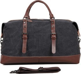 Текстильна дорожня сумка темно - сірого кольору VINTAGE STYLE (14581)