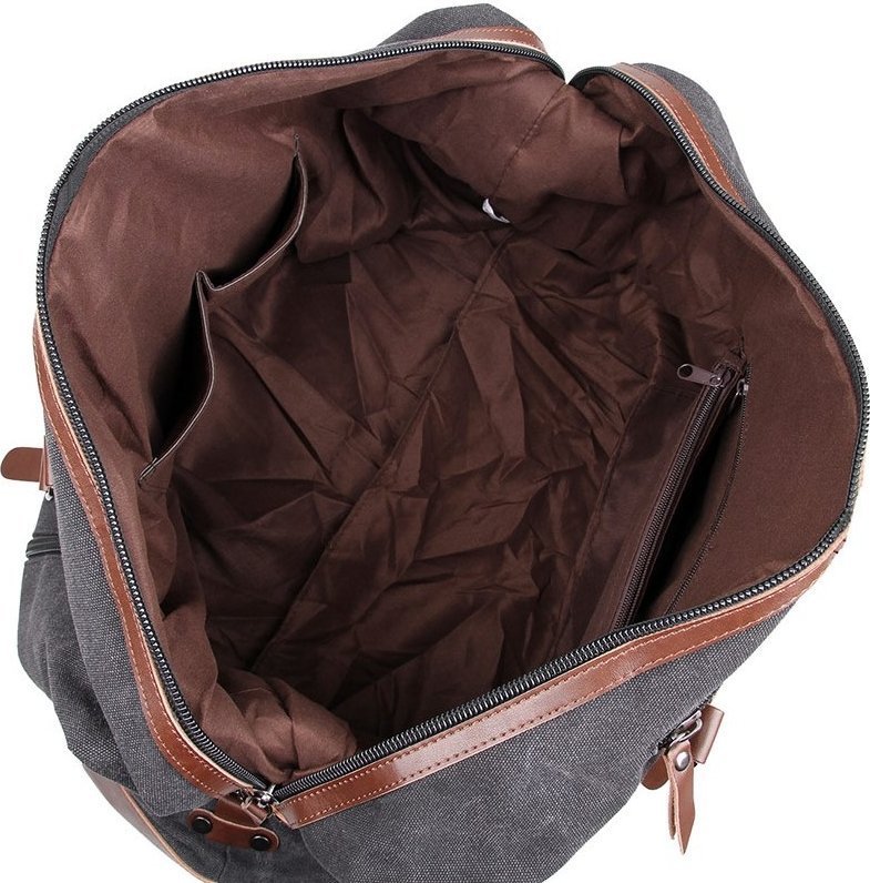 Текстильна дорожня сумка темно - сірого кольору VINTAGE STYLE (14581)