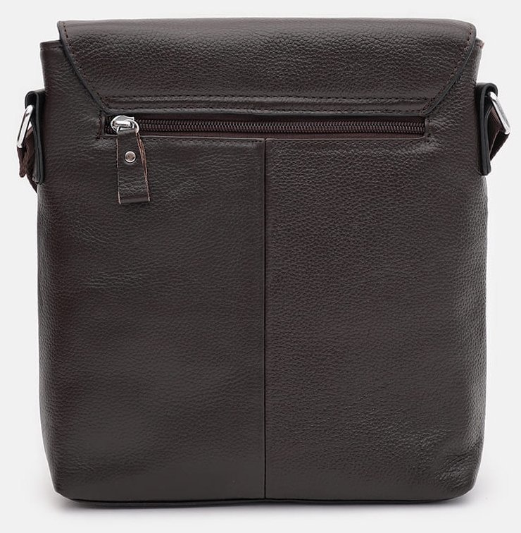 Коричневая мужская плечевая сумка среднего размера из натуральной кожи Keizer 71749