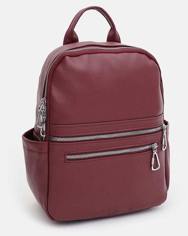 Бордовый женский рюкзак под формат А4 из кожзама Monsen 71849