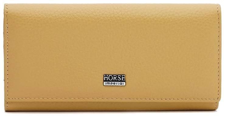 Шкіряний жіночий гаманець горизонтального формату в жовтому кольорі Horse Imperial 72049