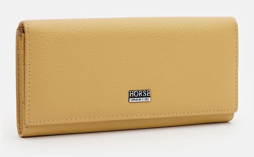 Шкіряний жіночий гаманець горизонтального формату в жовтому кольорі Horse Imperial 72049