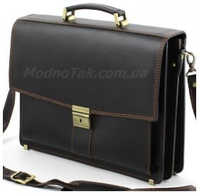 Презентабельний чоловічий портфель ручної роботи з натуральної міцної шкіри Старовинна Італія (10412)