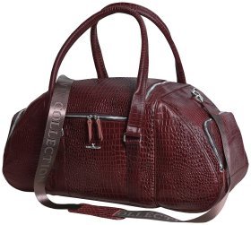 Дорожная коричневая сумка из натуральной кожи под крокодила Vip Collection 102349