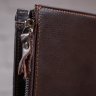 Чоловічий гаманець подвійного складання з натуральної шкіри коричневого кольору Vintage (14687) - 10