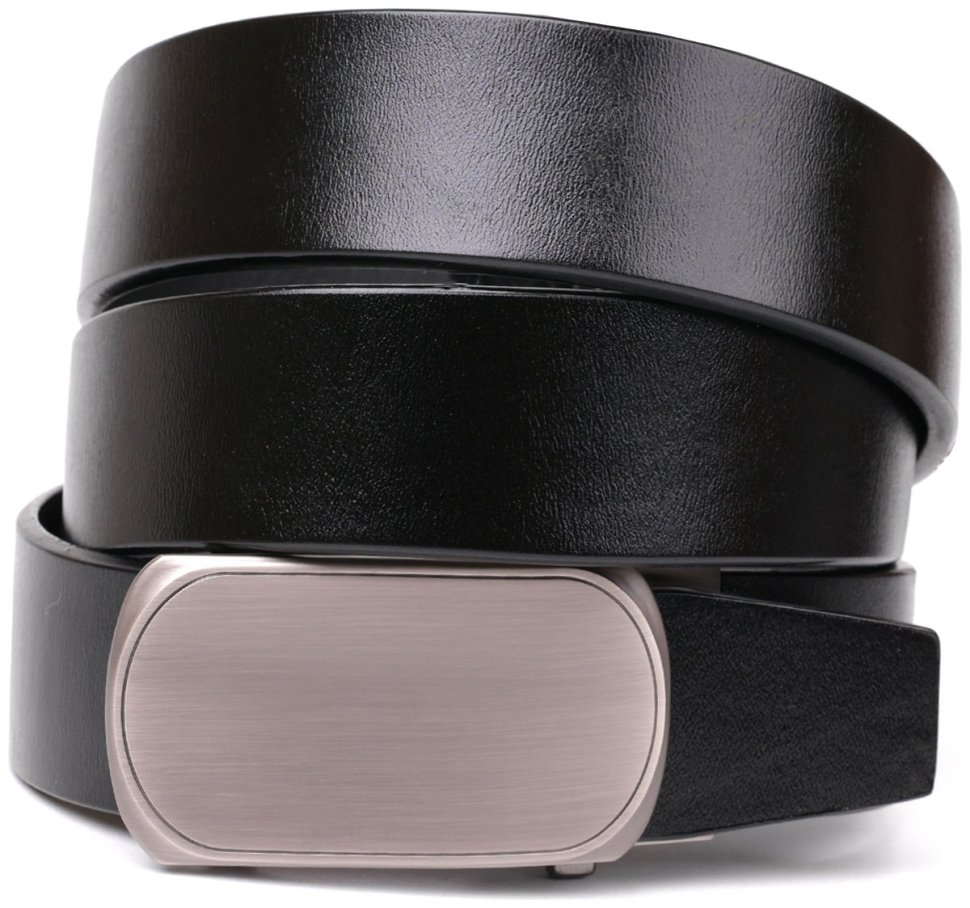 Мужской кожаный ремень с автоматической овальной пряжкой Vintage 20213 Черный фото №1 Мужской кожаный ремень с автоматической овальной пряжкой Vintage 20213 Черный modnotak фото №1