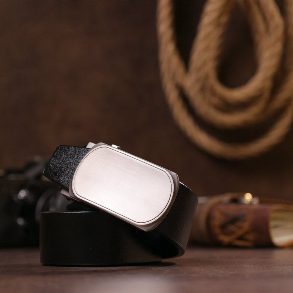 Мужской кожаный ремень с автоматической овальной пряжкой Vintage 20213 Черный фото №8 Мужской кожаный ремень с автоматической овальной пряжкой Vintage 20213 Черный modnotak фото №8