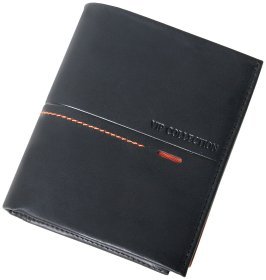 Мужское кожаное портмоне Beverly Hills черного цвета с яркими вставками Vip Collection 102549