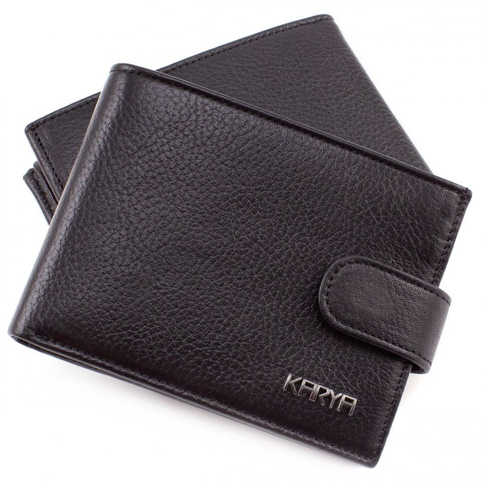Мужское портмоне из мягкой кожи черного цвета KARYA (0964-45)