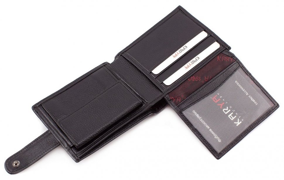 Мужское портмоне из мягкой кожи черного цвета KARYA (0964-45)