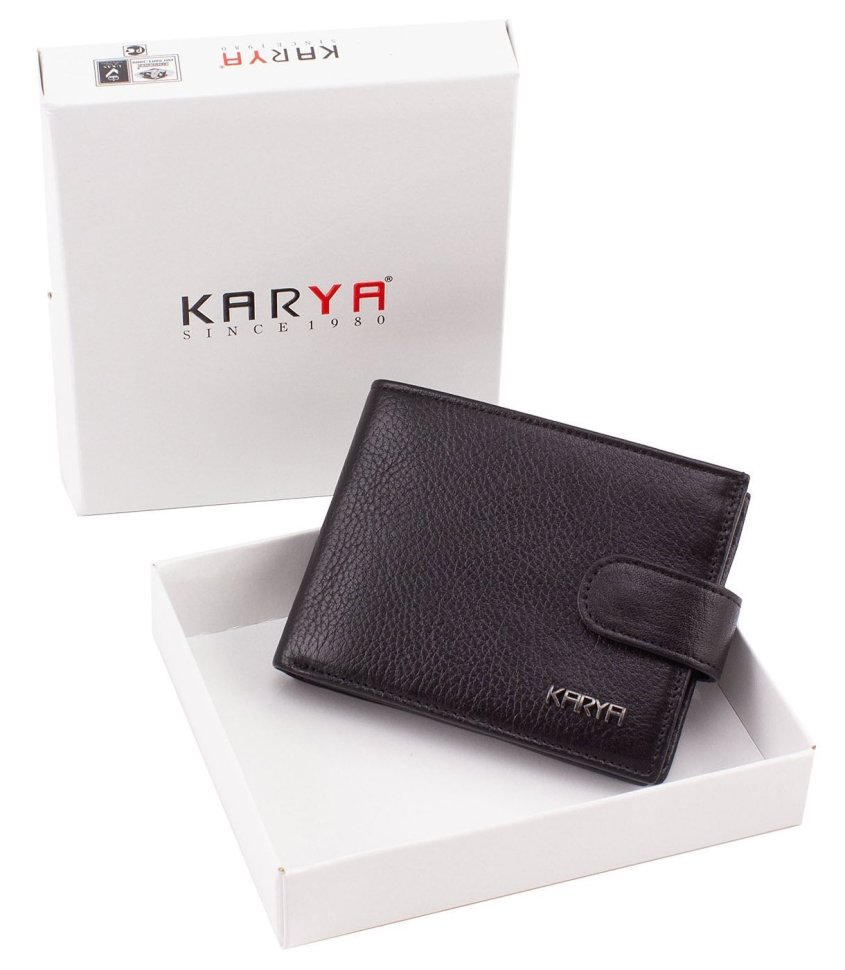 Чоловіче портмоне з м'якої шкіри чорного кольору KARYA (0964-45)
