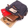 Черная небольшая мужская сумка-барсетка из плотного текстиля с ручкой Vintage (2421243) - 6