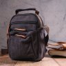 Черная небольшая мужская сумка-барсетка из плотного текстиля с ручкой Vintage (2421243) - 7
