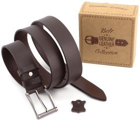 Коричневый ремень из гладкой кожи для брюк Grande Pelle (31209)