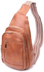 Женская слинг-сумка из экокожи с акцентным ремешком Vintage 22749 Рыжий