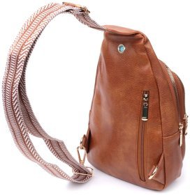 Женская слинг-сумка из экокожи с акцентным ремешком Vintage 22749 Рыжий