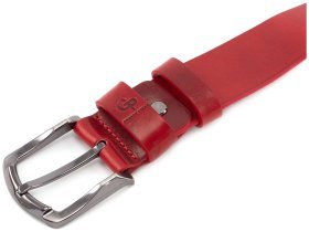Классический ремень из гладкой кожи красного цвета Grande Pelle (43251)