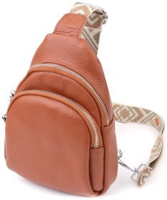 Женская сумка слинг из кожи флотар коричневого цвета Vintage 103149