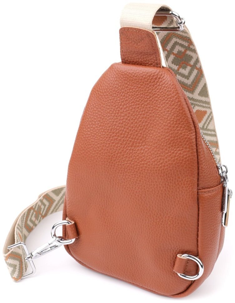 Жіноча сумка слінг зі шкіри флотар коричневого кольору Vintage 103149 modnotak фото №2