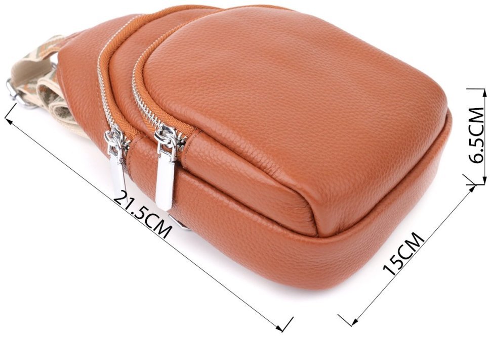 Жіноча сумка слінг зі шкіри флотар коричневого кольору Vintage 103149 modnotak фото №3