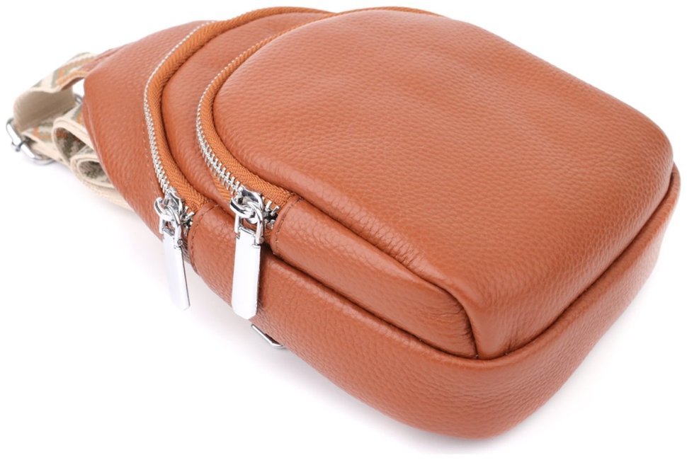 Жіноча сумка слінг зі шкіри флотар коричневого кольору Vintage 103149 modnotak фото №5