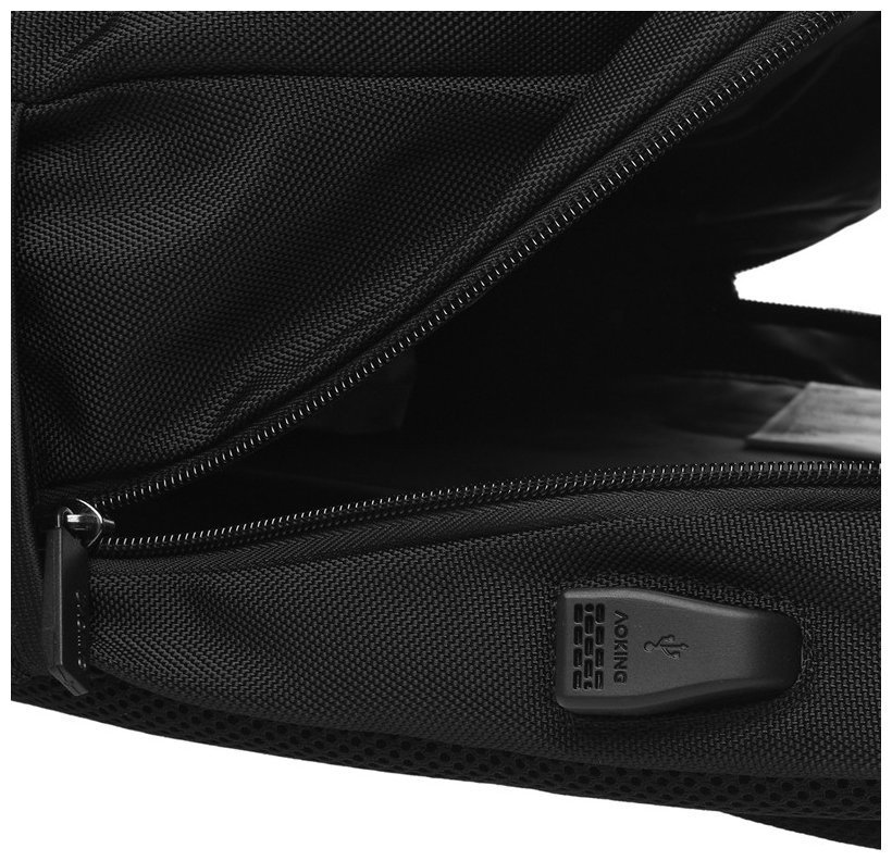 Міський чоловічий рюкзак із чорного текстилю на блискавці Aoking 73149 modnotak фото №7