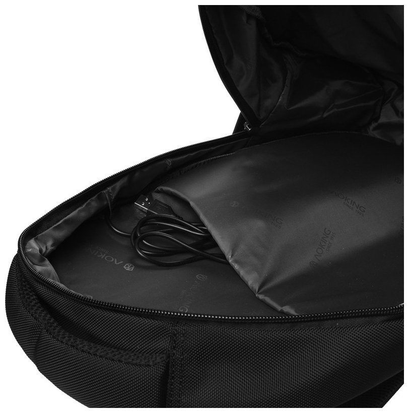 Міський чоловічий рюкзак із чорного текстилю на блискавці Aoking 73149 modnotak фото №8