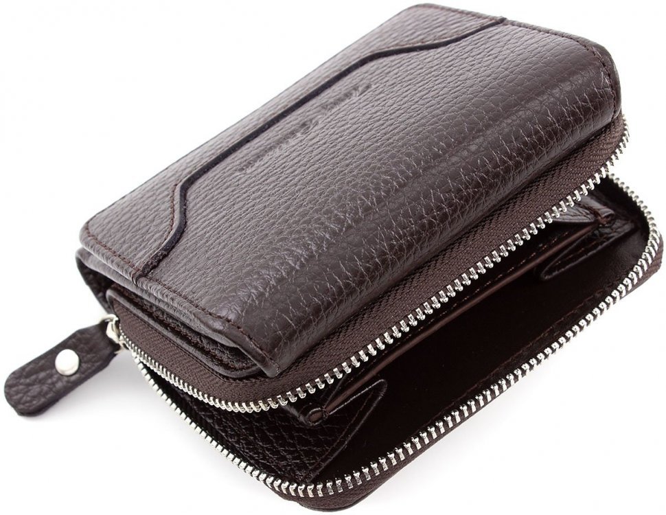 Коричневий гаманець потрійного складання з якісної шкіри Tony Bellucci (10590)