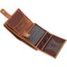 Светло-коричневое мужское портмоне из винтажной кожи с блоком под карты и документы Karya (18131) - 5