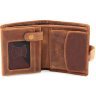 Светло-коричневое мужское портмоне из винтажной кожи с блоком под карты и документы Karya (18131) - 2