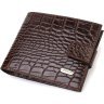 Функціональний чоловічий гаманець коричневого кольору з натуральної шкіри з тисненням під крокодила CANPELLINI (2421885) - 1
