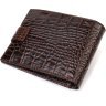 Функціональний чоловічий гаманець коричневого кольору з натуральної шкіри з тисненням під крокодила CANPELLINI (2421885) - 2