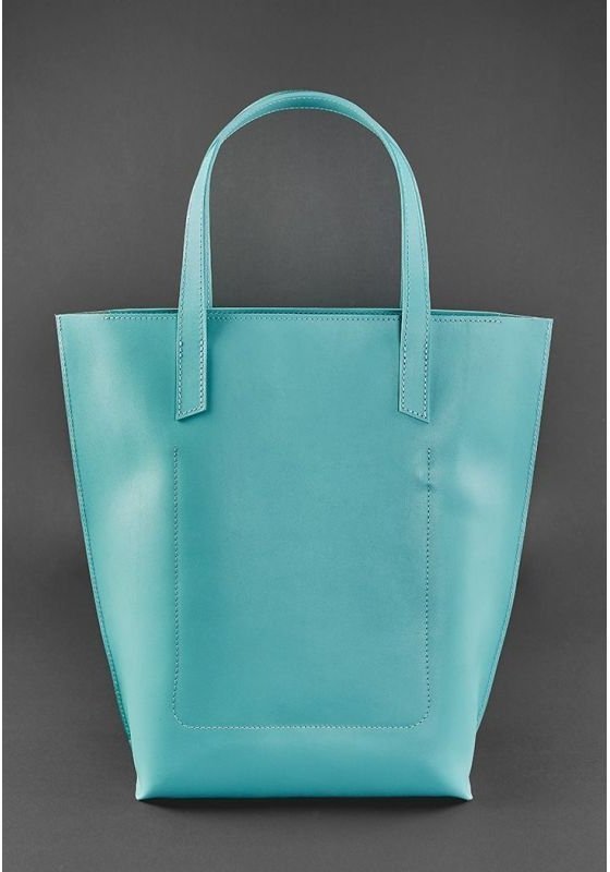 Бірюзова сумка шоппер з високоякісної шкіри BlankNote D.D. (12670)