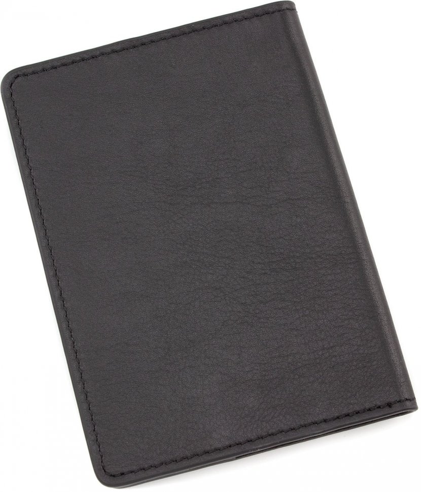 Чорна обкладинка для паспорта з гладкої шкіри KARYA (093-1)