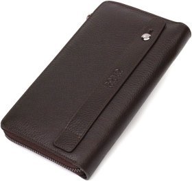 Коричневий чоловічий клатч із зернистої шкіри на блискавці BOND 2422032